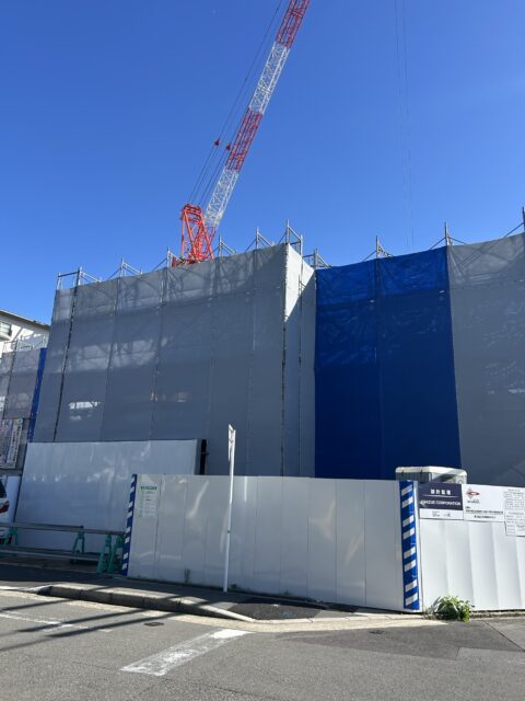 京都市南区吉祥院　地上10F 2F外部足場組立　枠組足場